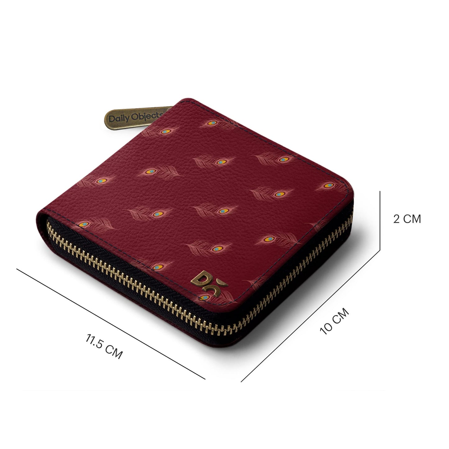 DailyObjects Maroon Feathers Women's Wallet | Made with Vegan Leather Material | Carefully Handcrafted | Holds up to 8 Cards | Slim and Easy to Fit in Pocket | Coin Pocket with Button Closure