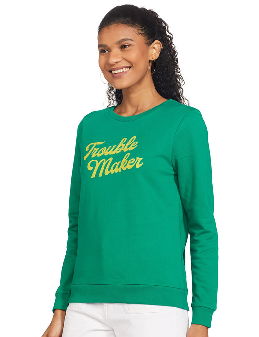 VERO MODA Women's Cotton Crew Neck Sweatshirt (Golf Green)