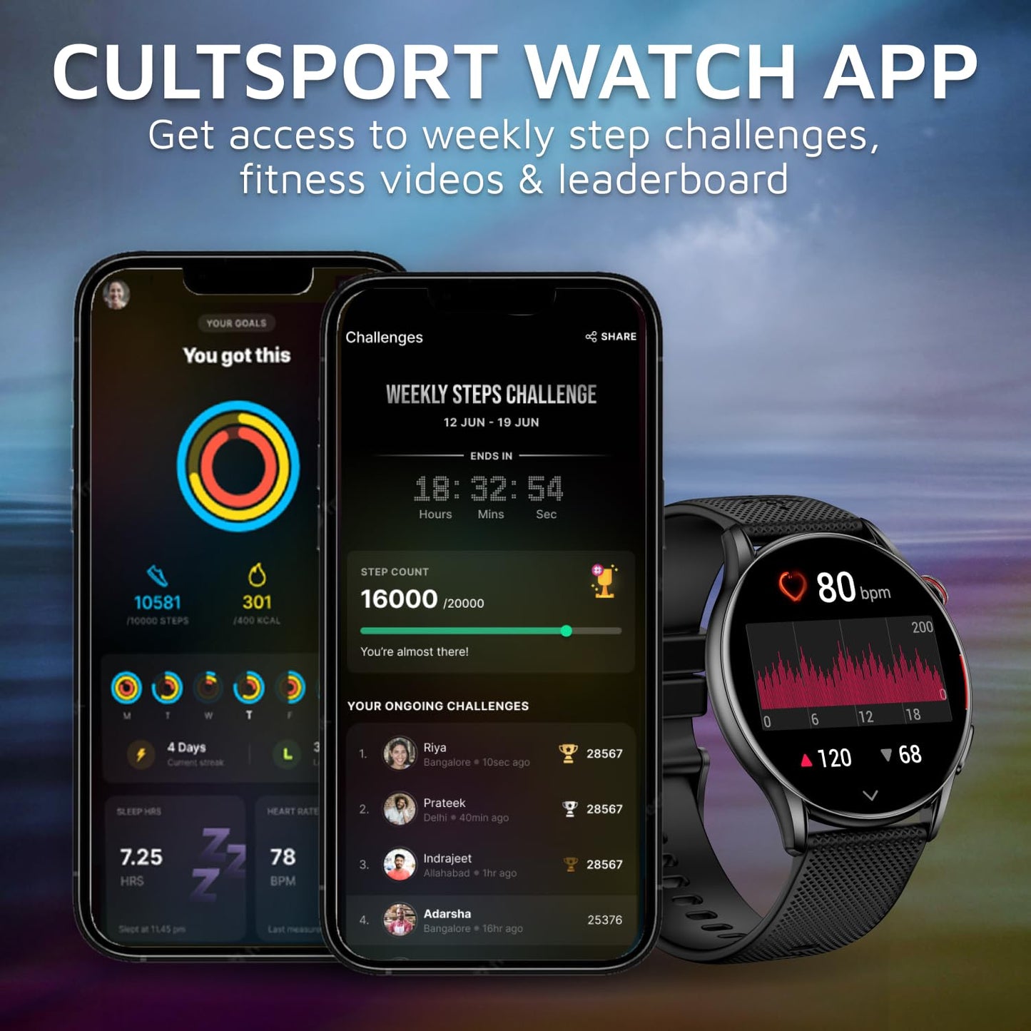 Cult.Sport Ace XR 1.43" Super Retina Amoled Display,466 * 466 Resolution, 850 NITS Peak Brightness, BT Calling, Health Tracking (Black Silicone Strap)