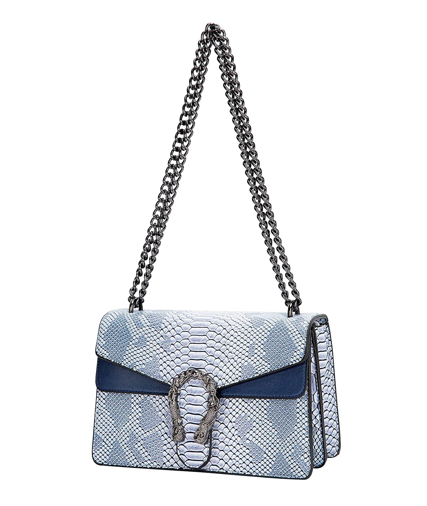 INOVERA (LABEL) Girls Cross-body Shoulder Sling Bag Clutch Purse With Adjustable Chain Strap (Light Blue)