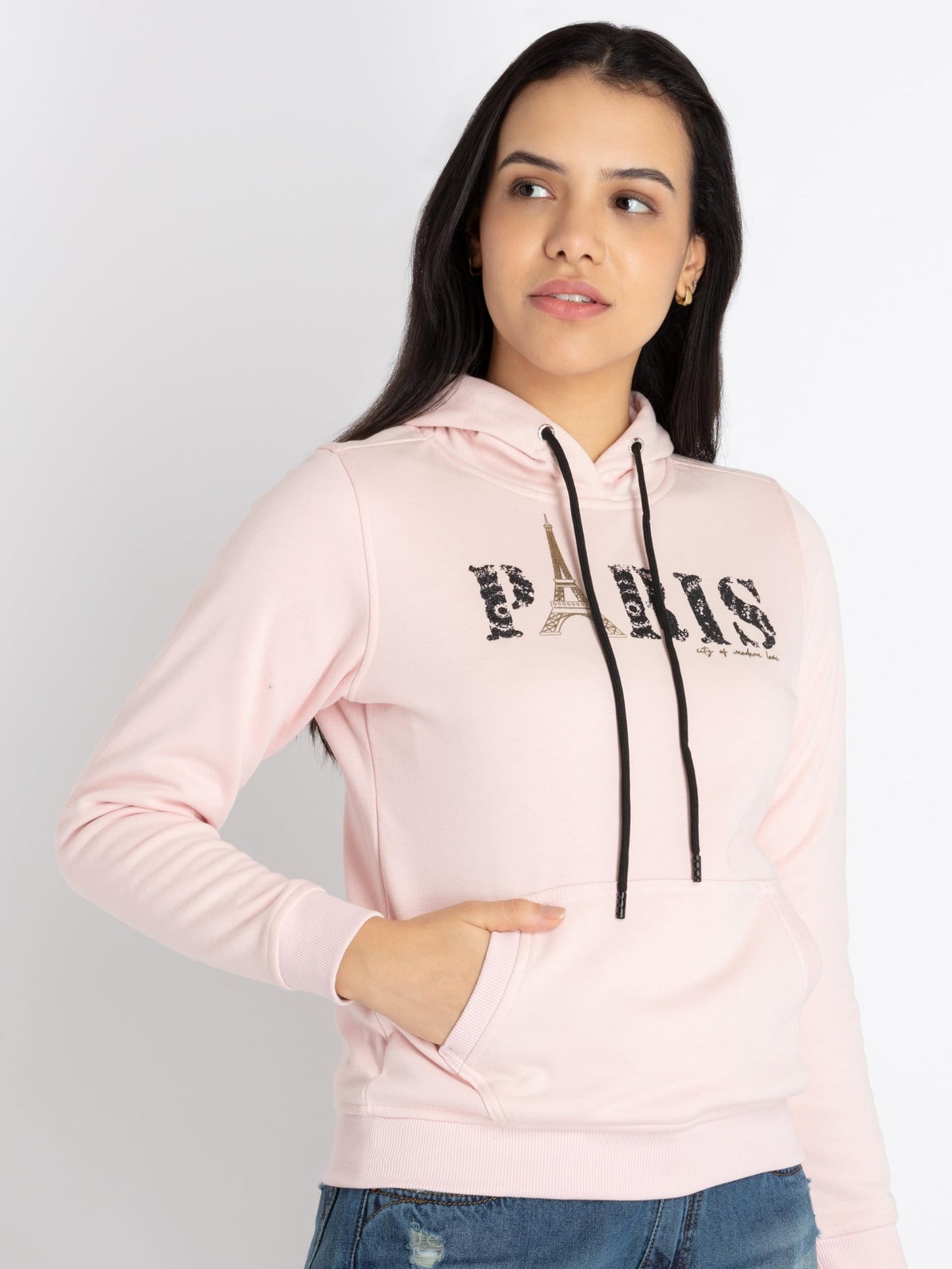 Status Quo Womens Printed Hooded Sweatshirt Pink