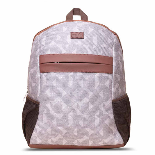 ZOUK Aravalli Abstract Printed Women's Jute Handcrafted Vegan Leather Grey Classic Backpack