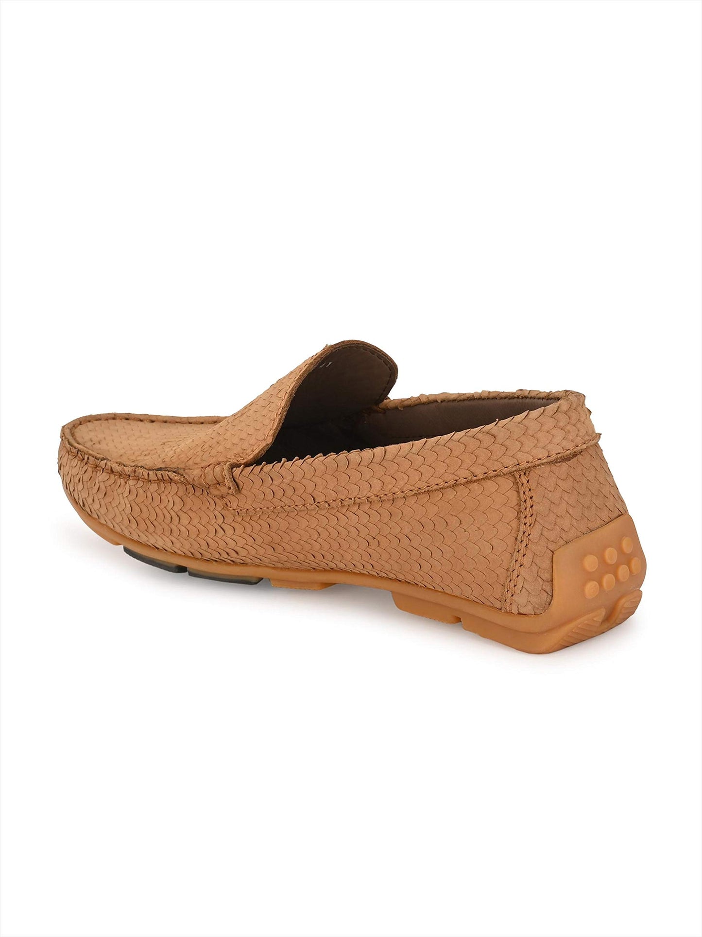HITZ Men's Tan Leather Moccasins Loafer Shoes