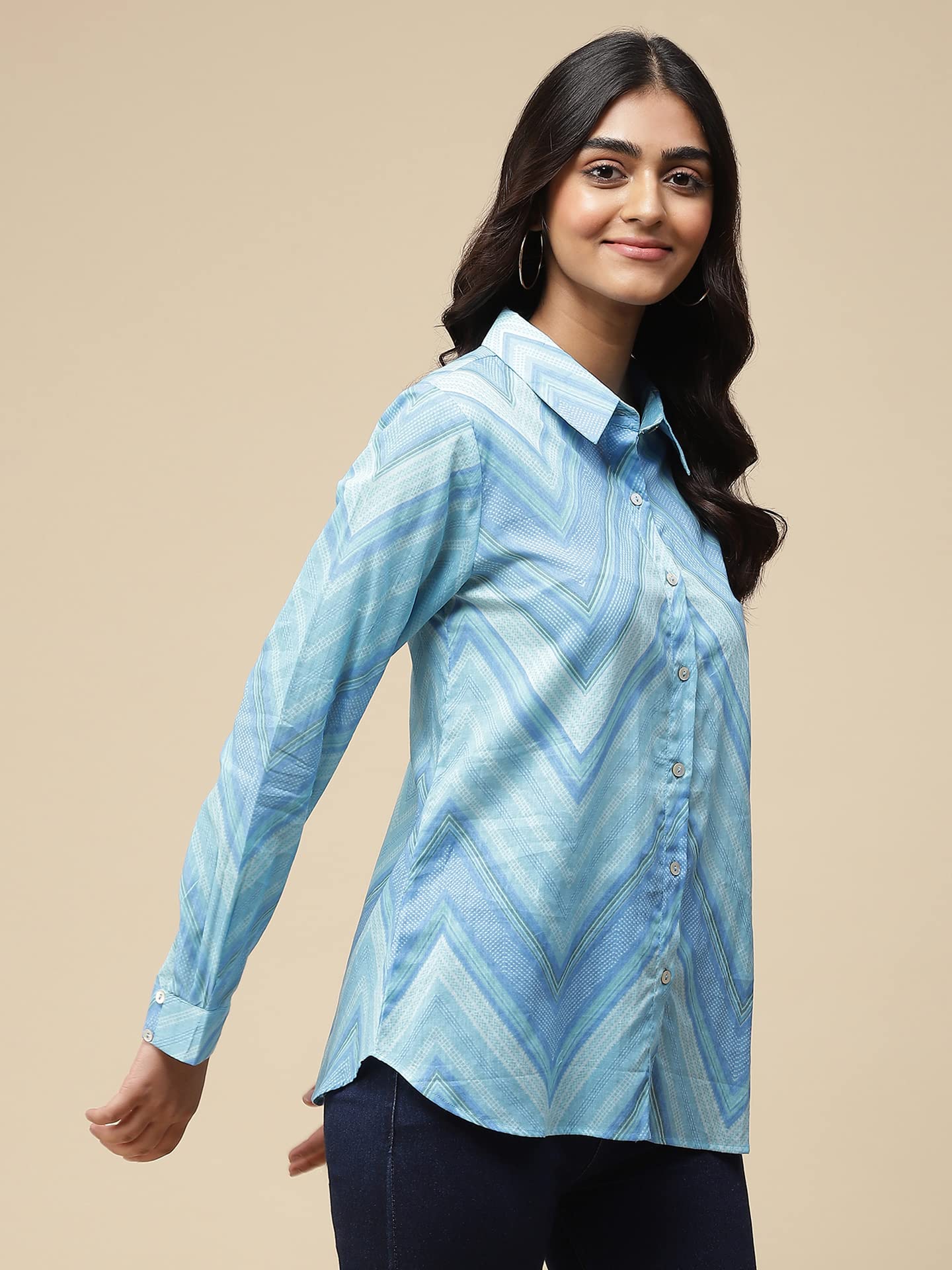 Aarke Ritu Kumar Blue Chevron Stripe Shirt