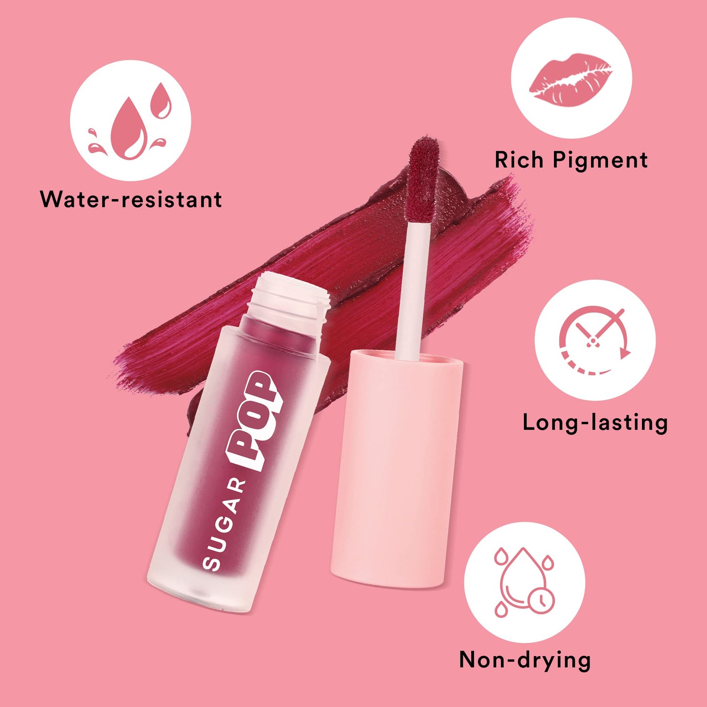 SUGAR POP Matte Mousse - 04 Red Velvet (Red) - 3.2 ml - Ultra-creamy, Rich Pigment, Water-resistant, Lightweight, Lasts up to 8 to 10 hours l Liquid Lipstick