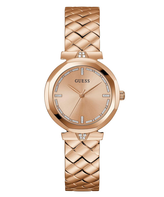 GUESS Women Rose Gold Round Stainless Steel Dial Analog Watch- GW0613L3