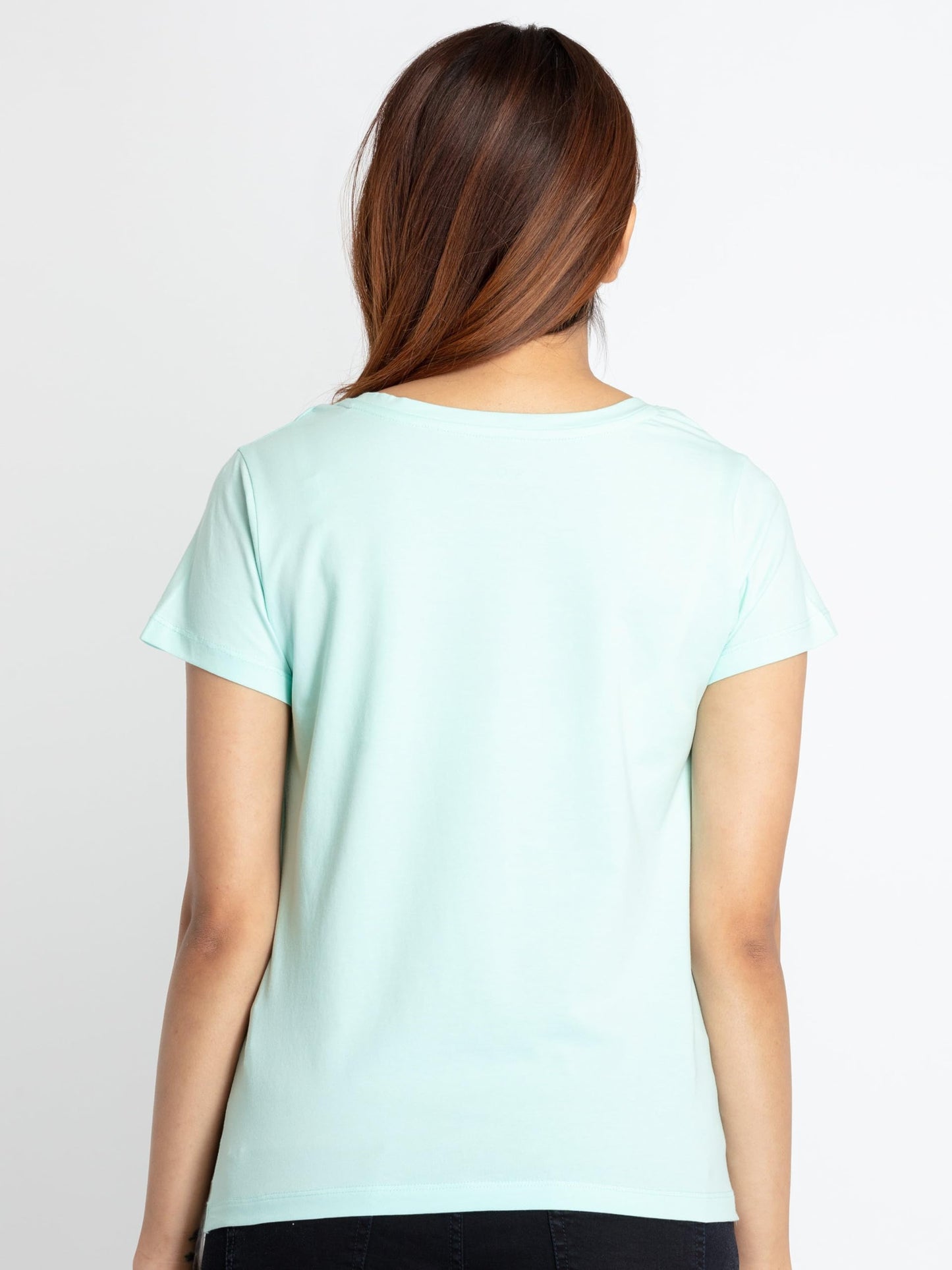 Status Quo Women's Regular Fit T-Shirt (SQW-RN-5050-SEA Green_SEA