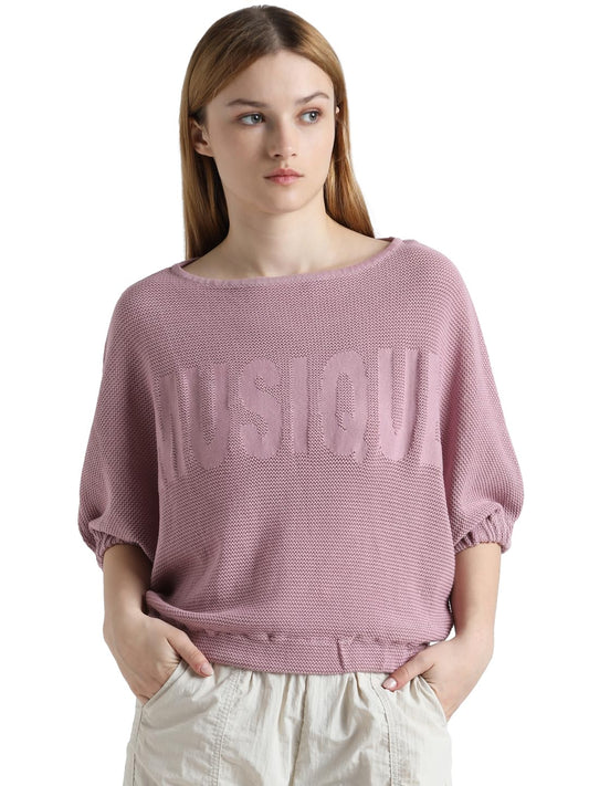 ONLY Women's Cotton Boat Neck Pullover Sweater (15323383-Regal Orchid_Regal