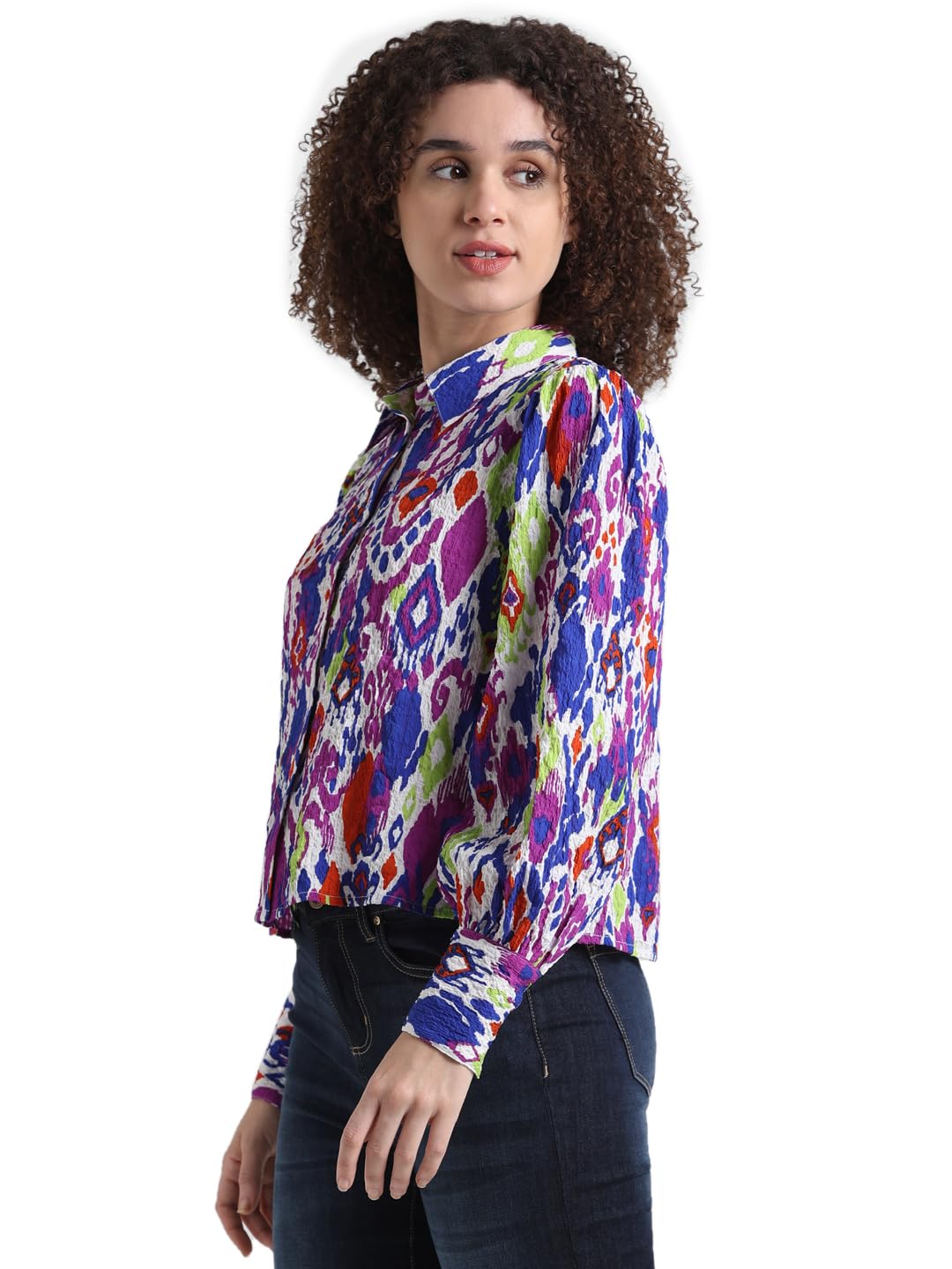 ONLY Women's Slim Fit Shirt (15333585-Princess Blue_Princess