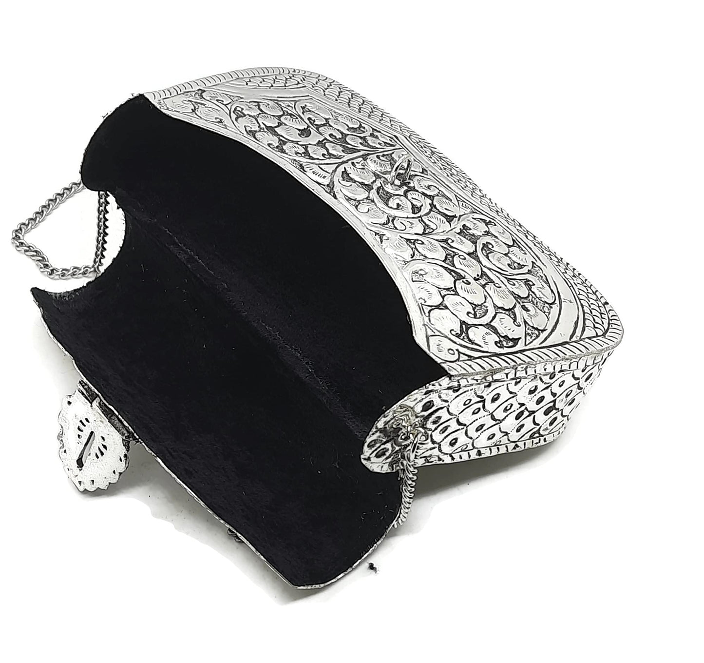 Trend Overseas Handmade Bridal Women's Antique Brass Purse Ethnic Metal Clutch Gift item (Silver)