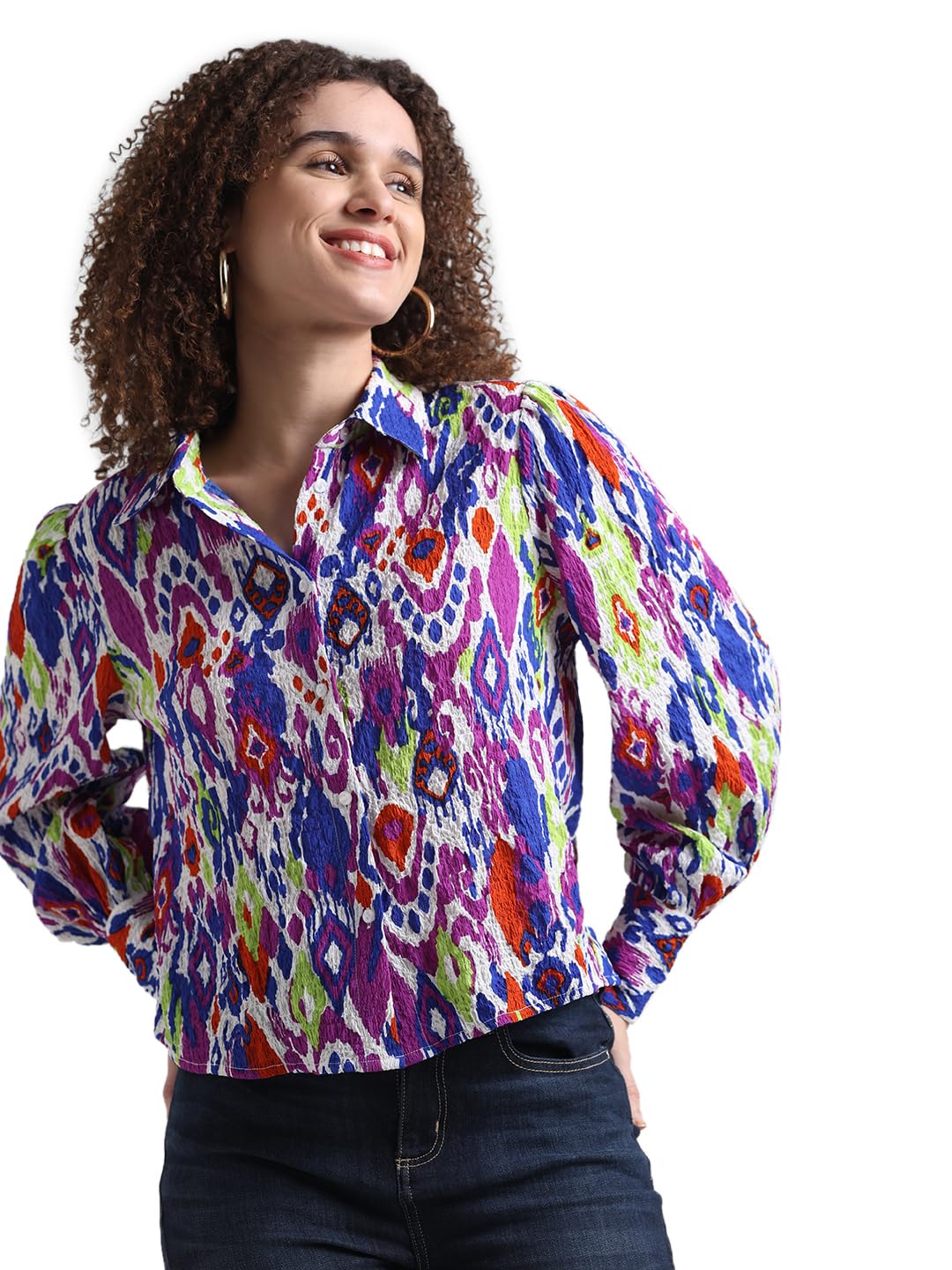 ONLY Women's Slim Fit Shirt (15333585-Princess Blue_Princess