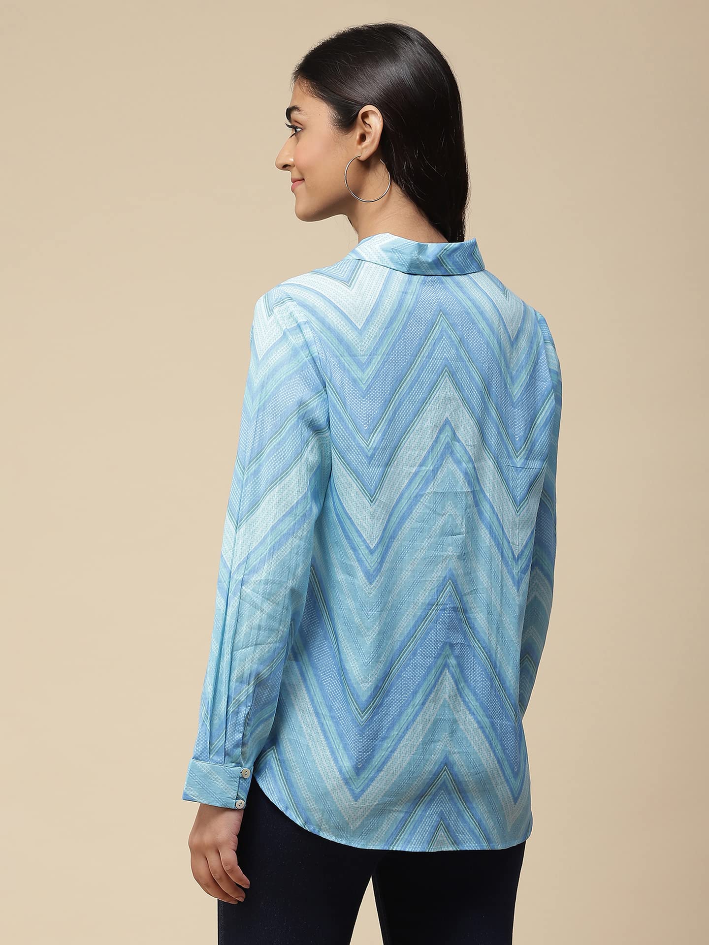 Aarke Ritu Kumar Blue Chevron Stripe Shirt