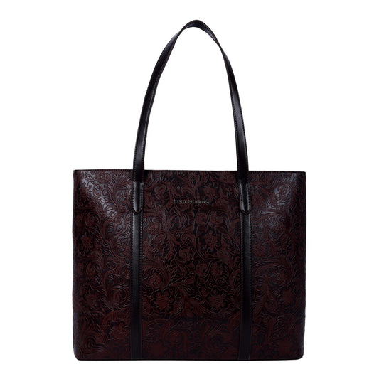 Lino Perros Womens Brown Floral Embossed Print Handbag