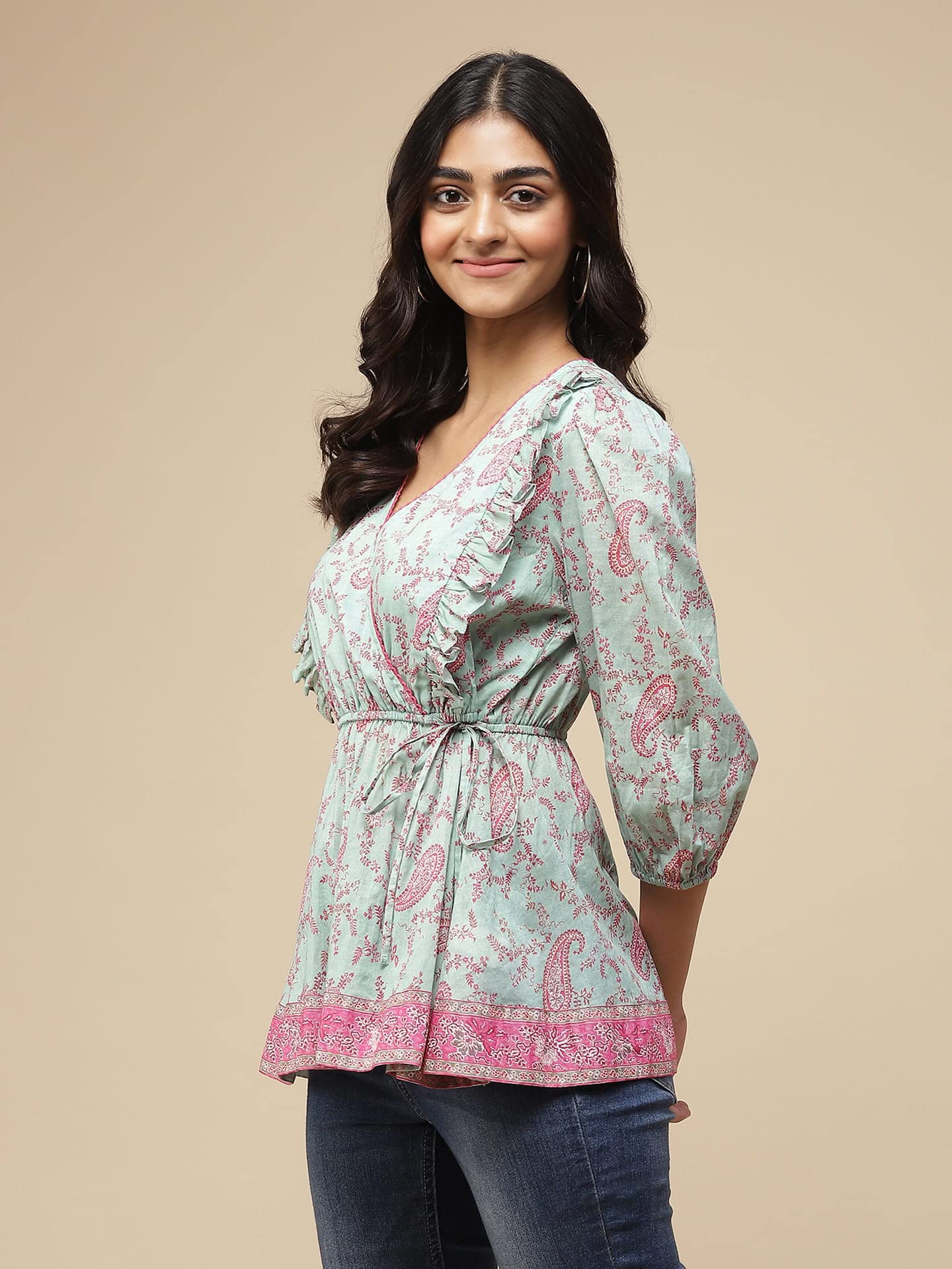 Aarke Ritu Kumar Mint Paisley Print Top