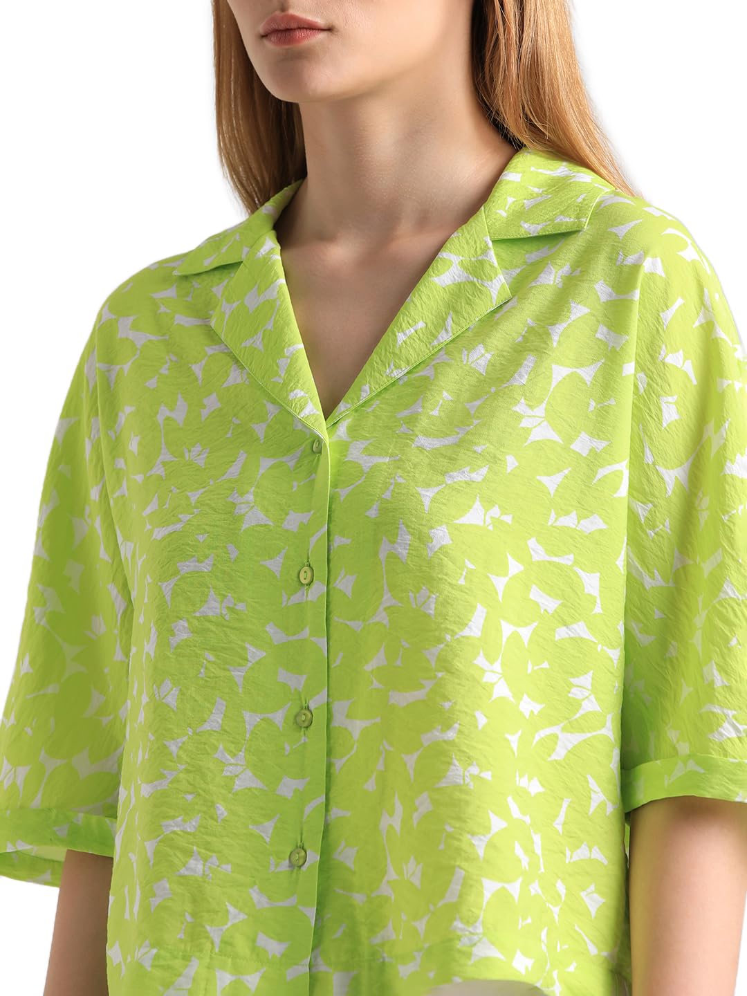 ONLY Women's Regular Fit Shirt (15326580-Celery Green_Celery