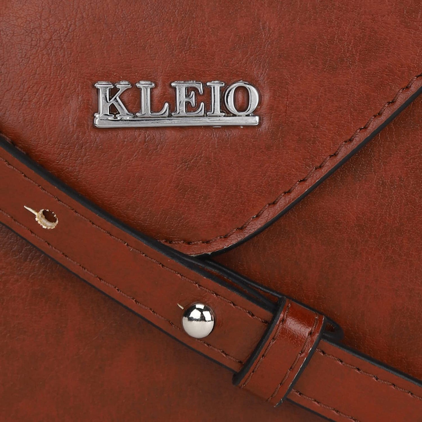 KLEIO Leather Mini Satchel Sling Bag (Tan) for Women with Adjustable Strap & Magnetic Flap Closure | Crossbody Bag with Top Handle for Girls with Polyester Lining | Suitable for Casual Daily Use