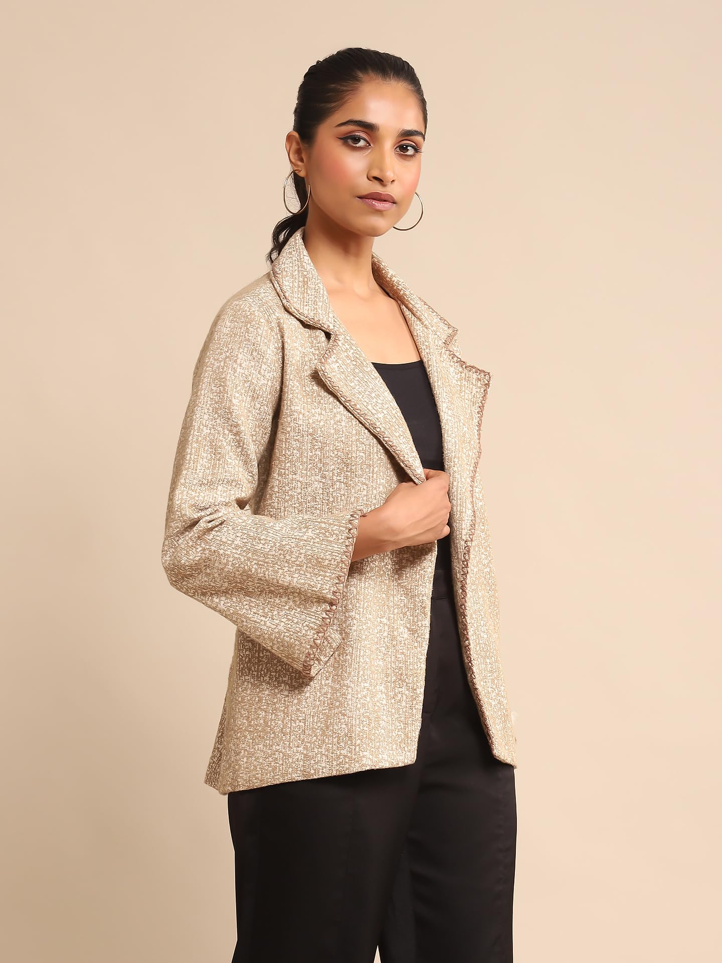 Ritu Kumar Beige Cotton Jacquard Jacket