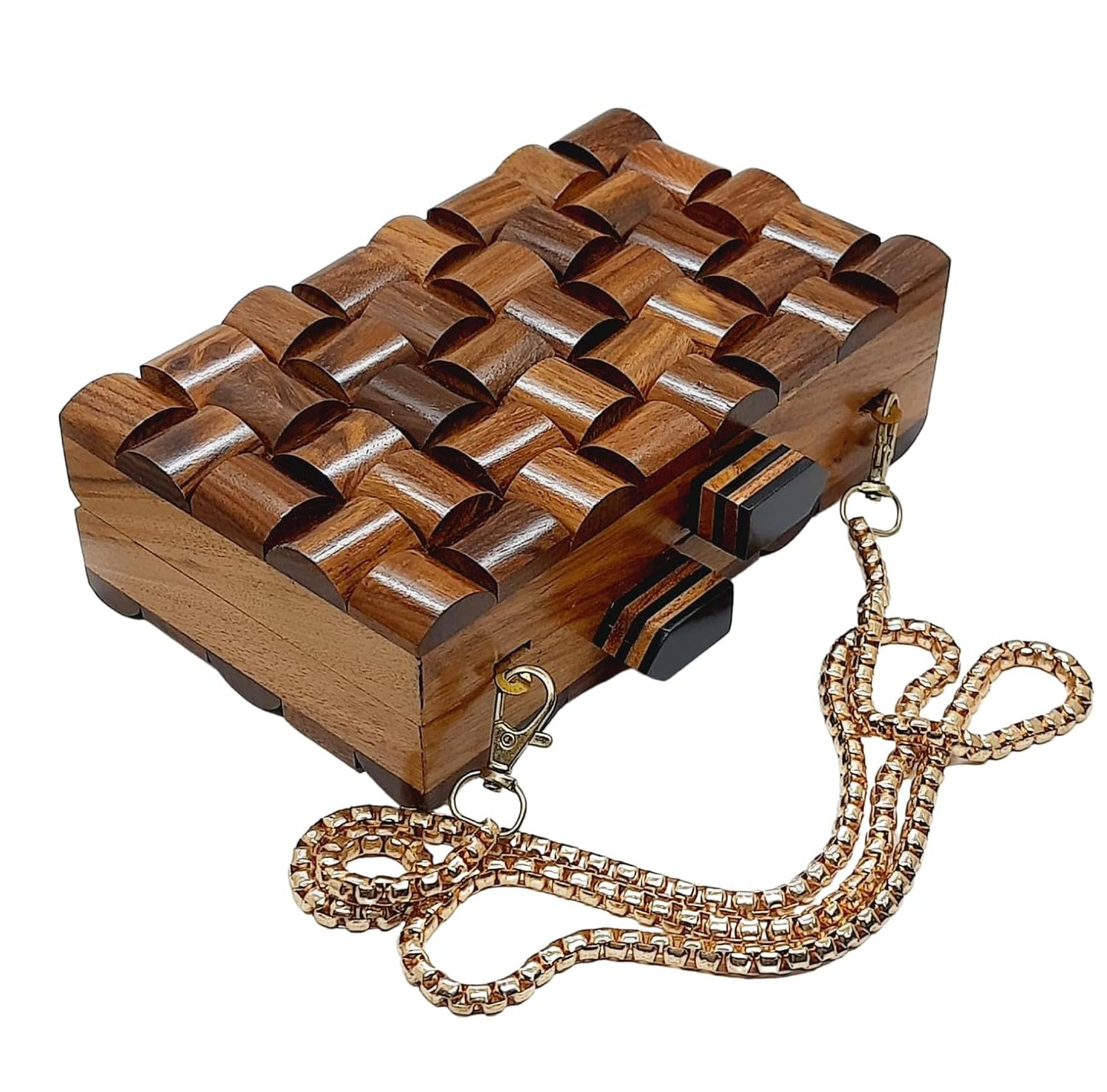 Trend Overseas Handmade Wooden Clutch Purse Bridal Clutch Handbag - Detachable Chain, Perfect for Any Model Cellphone