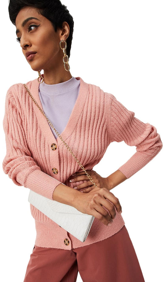 Max Women's Poly Acrylic Casual Sweater (LWSWT2106_Blush_S)