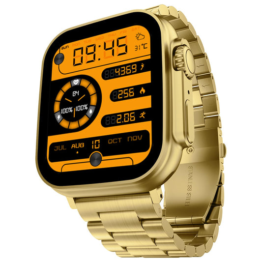 Fire-Boltt Gladiator 1.96" Biggest Display Luxury Stainless Steel Smart Watch with Bluetooth Calling, Voice Assistant &123 Sports Modes, 8 Unique UI Interactions, 24/7 Heart Rate Tracking (Gold)