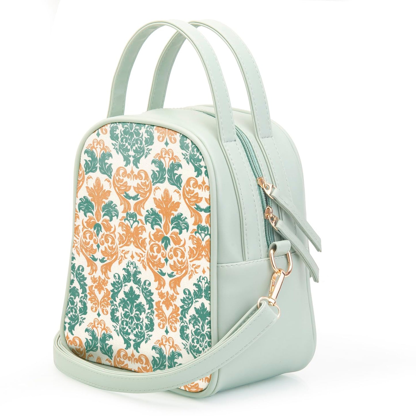 SACCI MUCCI Women's Satchel Handbag | Ladies Purse Handbag | Women's Beech Satchel Bag | Shoulder bags for women with long strap - Damask (Mint Green)