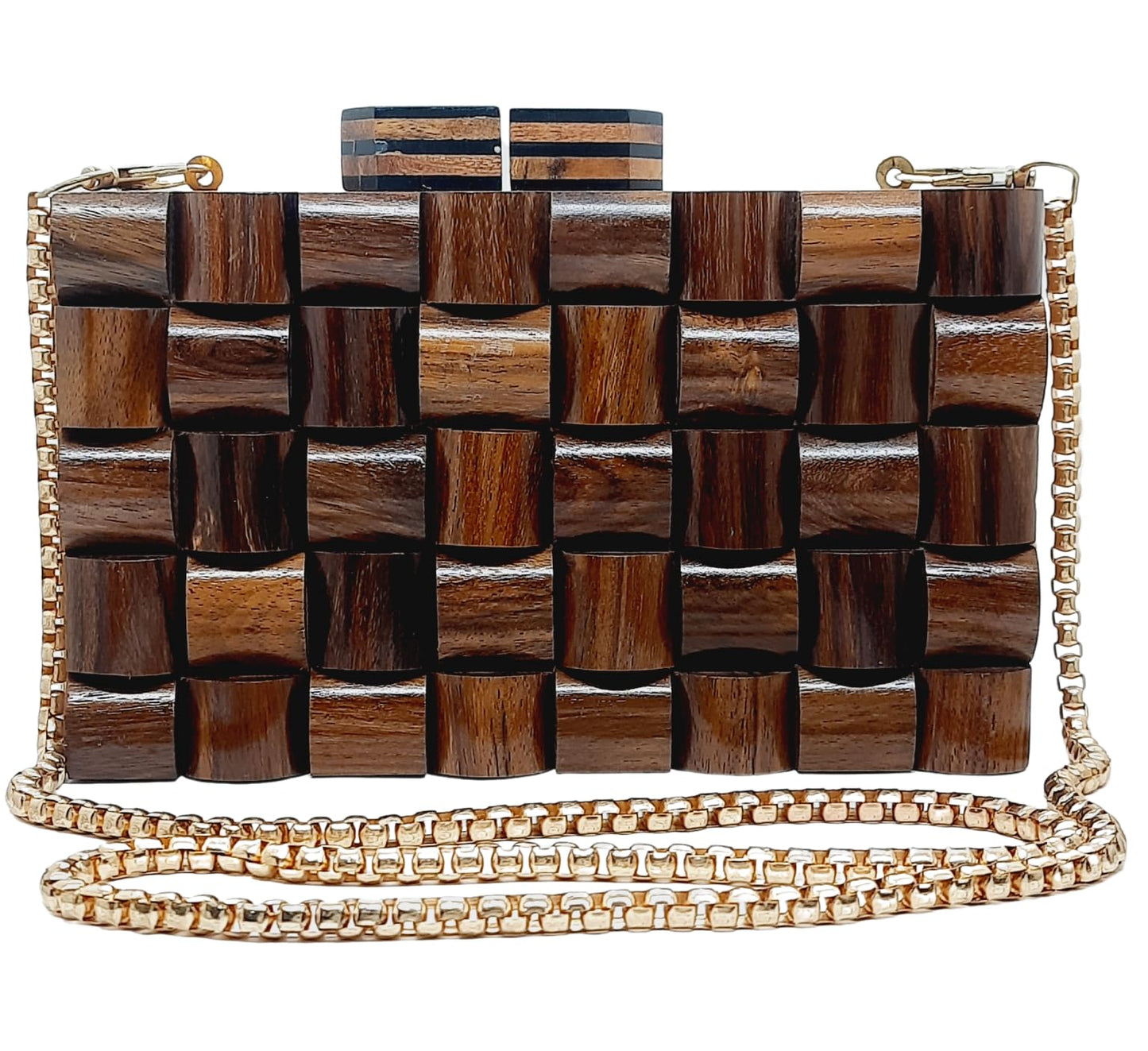 Trend Overseas Handmade Wooden Clutch Purse Bridal Clutch Handbag - Detachable Chain, Perfect for Any Model Cellphone