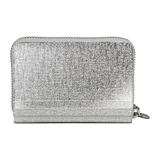 Michael Kors Barbara Zip Around Metallic Coin Case- Silver, Silver, Small