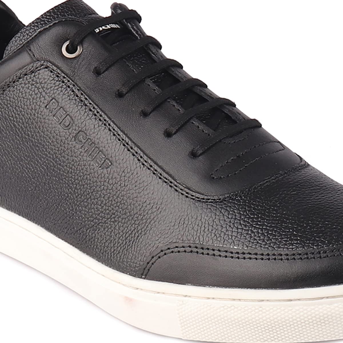 Red Chief Black Leather Sneakers for Men