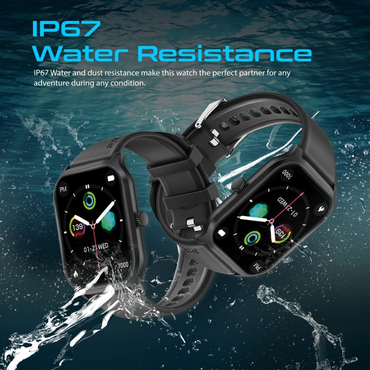 Promate Xwatch-B2 Smartwatch with 2.01” Ultra Large Display, BT Calling, 15 Days Battery Life, 123+ Sports Modes, IP67 Water Proof, Smart Notifications, Real-time HR Monitor, 200+ Watch Faces (Black)