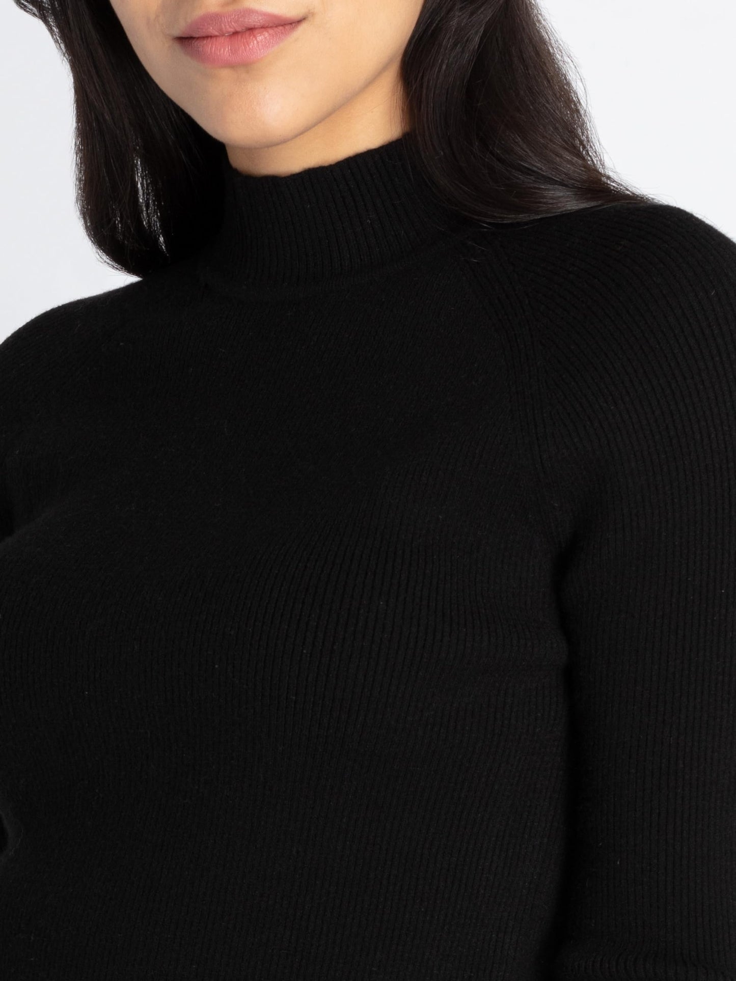 Status Quo Womens Solid Turtle Neck Sweater Black