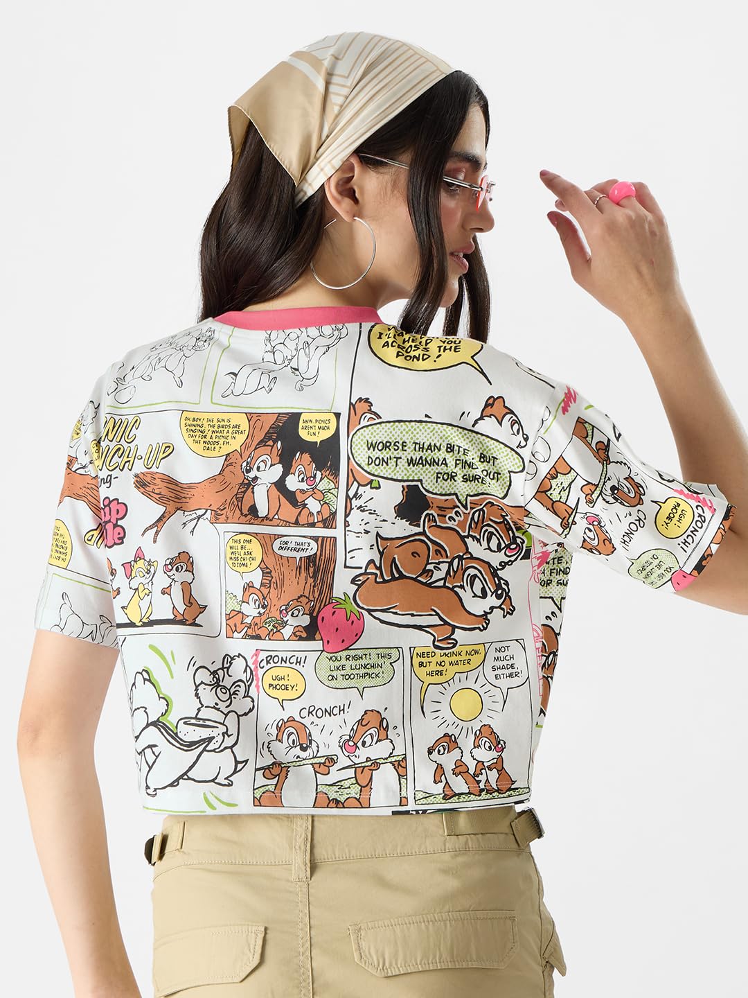 The Souled Store Official Chip 'n Dale: Chaotic Good Women Oversized Crop Tops