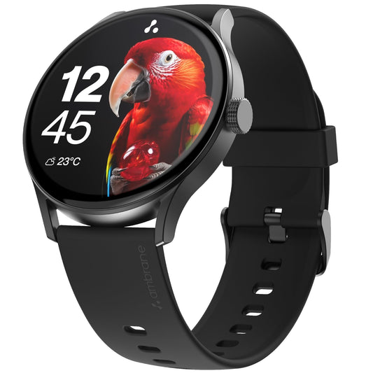 Ambrane 1.43" AMOLED Display, Bluetooth Calling SmartWatch(Marble, Black)