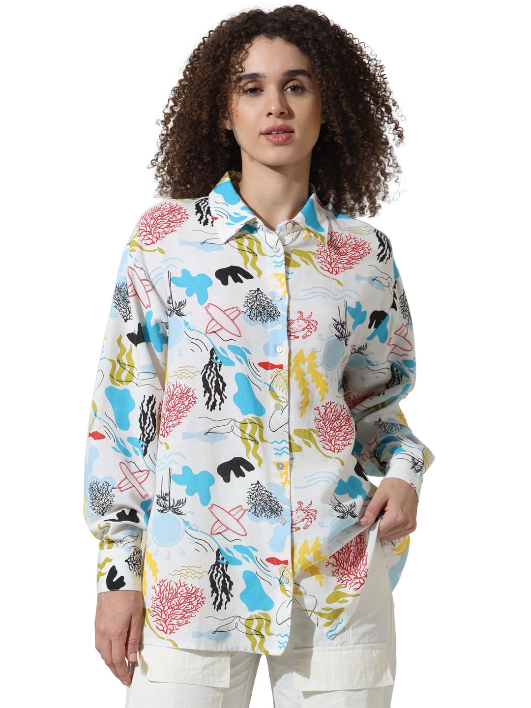 ONLY Women's Oversized Fit Shirt (15334455-Cloud Dancer_Cloud