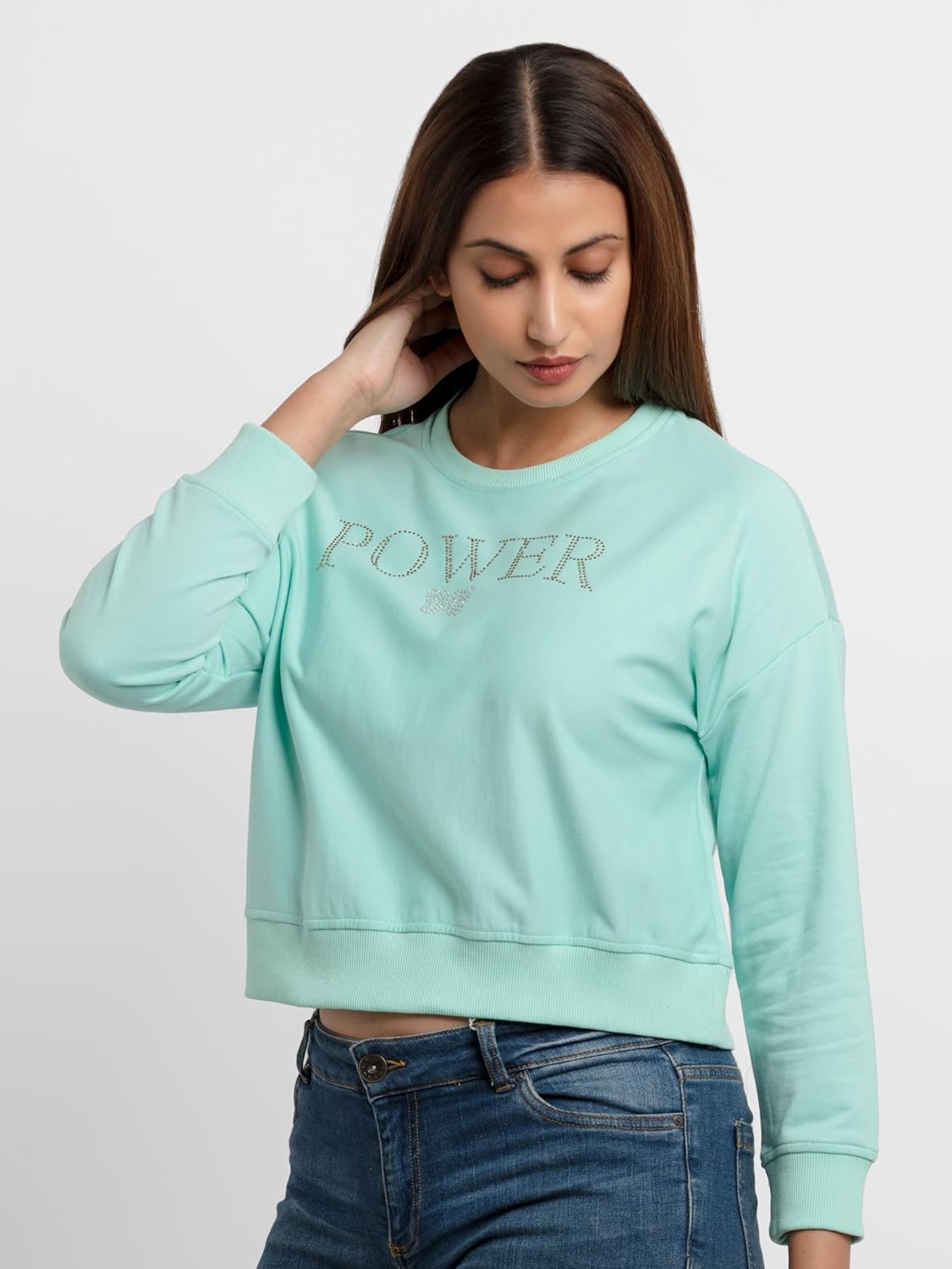 Status Quo Womens Printed Lightweight Sweatshirt SEA Green