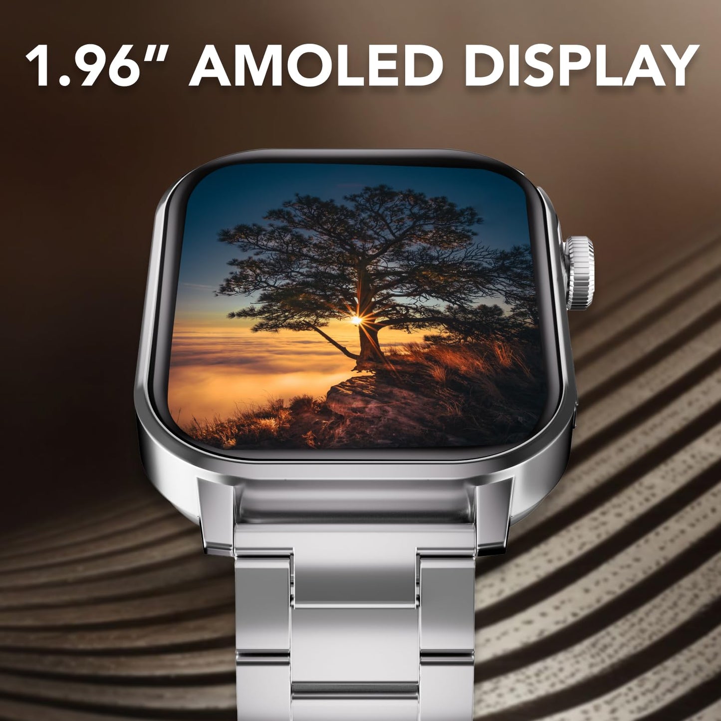 Cultsport Newly Launched Ace X Luxe 1.96" AMOLED Smartwatch,(Silver Steel)