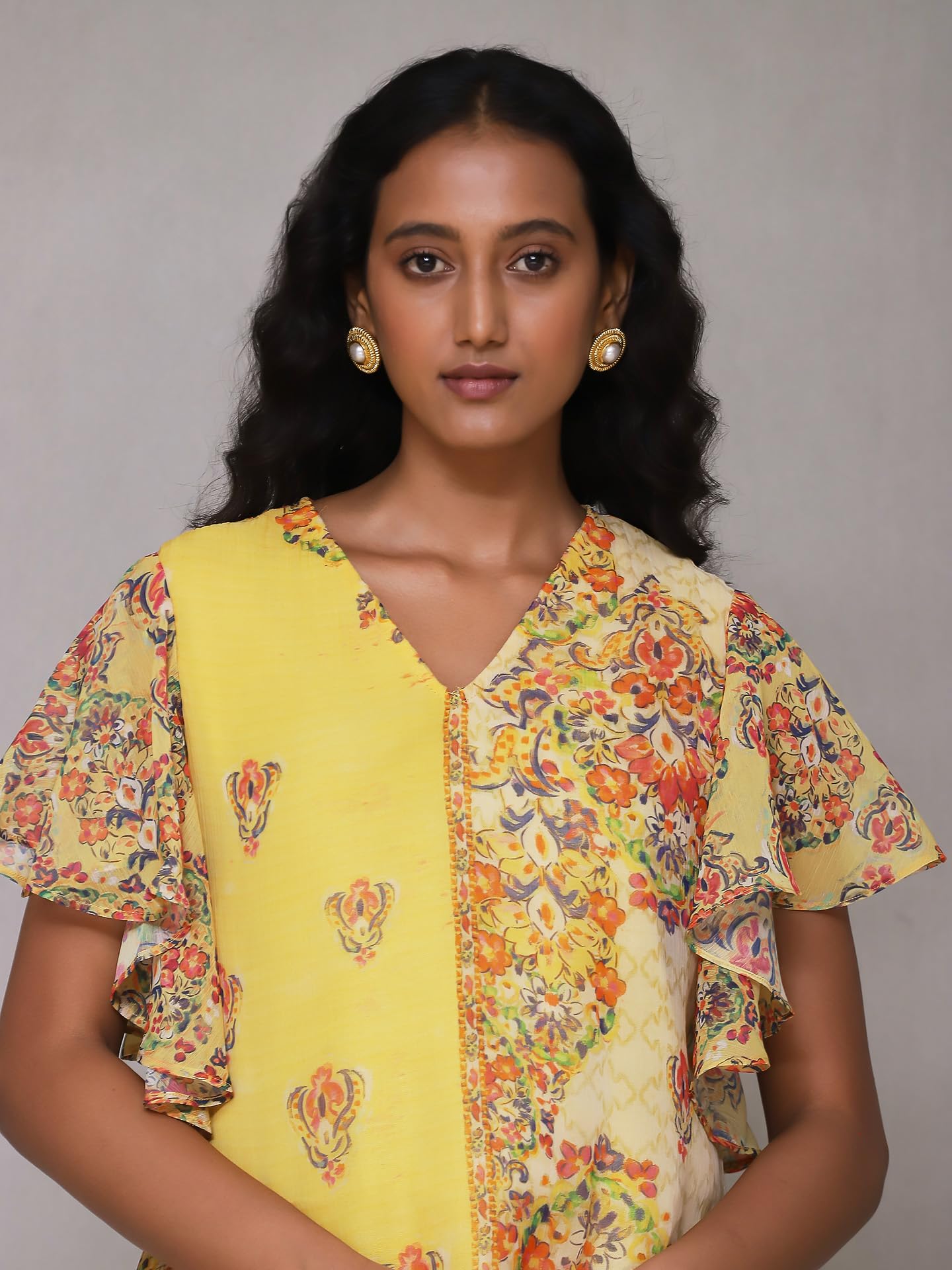 Aarke Ritu Kumar Yellow Floral Print Top