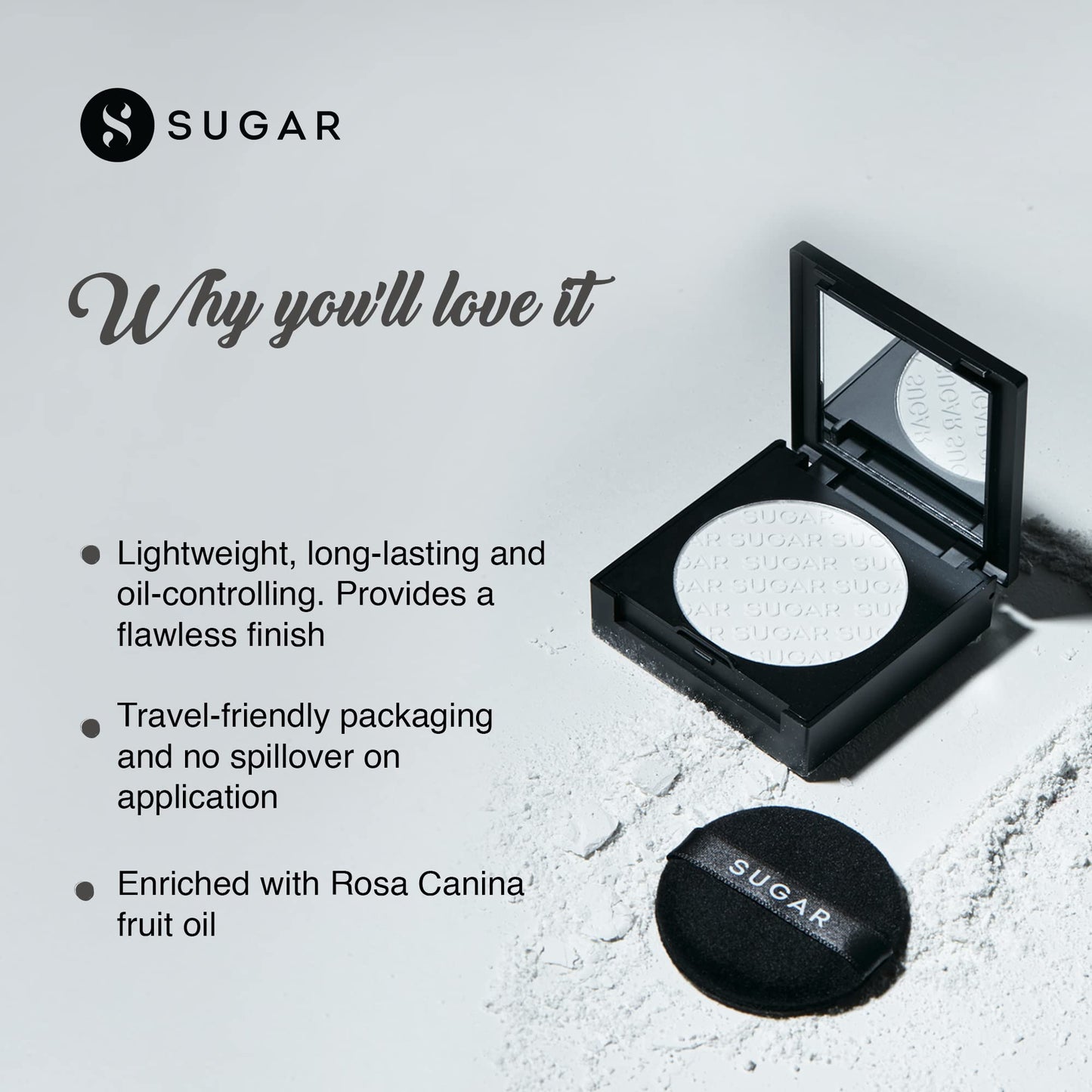 SUGAR Cosmetics - Powder Play - Translucent Compact - For Matte Finish Skin, Highlight or Subtle Baking - Oil-Controlling, Smooth Application, Long Lasting