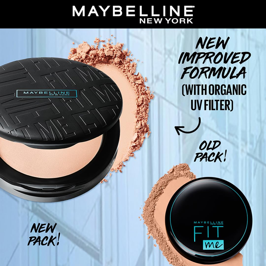 Maybelline New York Compact Powder, With SPF to Protect Skin from Sun, Absorbs Oil, Fit Me, 310 Sun Beige, 6g