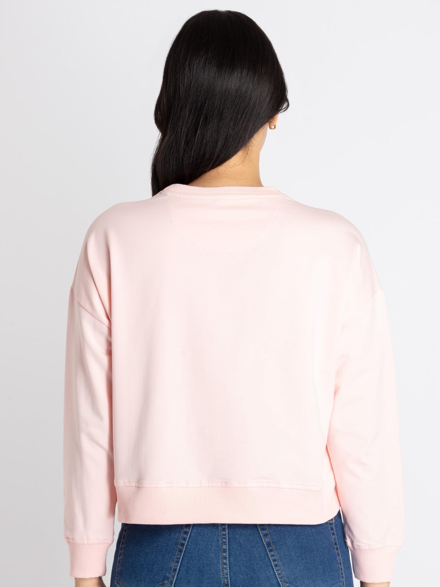 Status Quo Womens Solid Lightweight Sweatshirt Pink