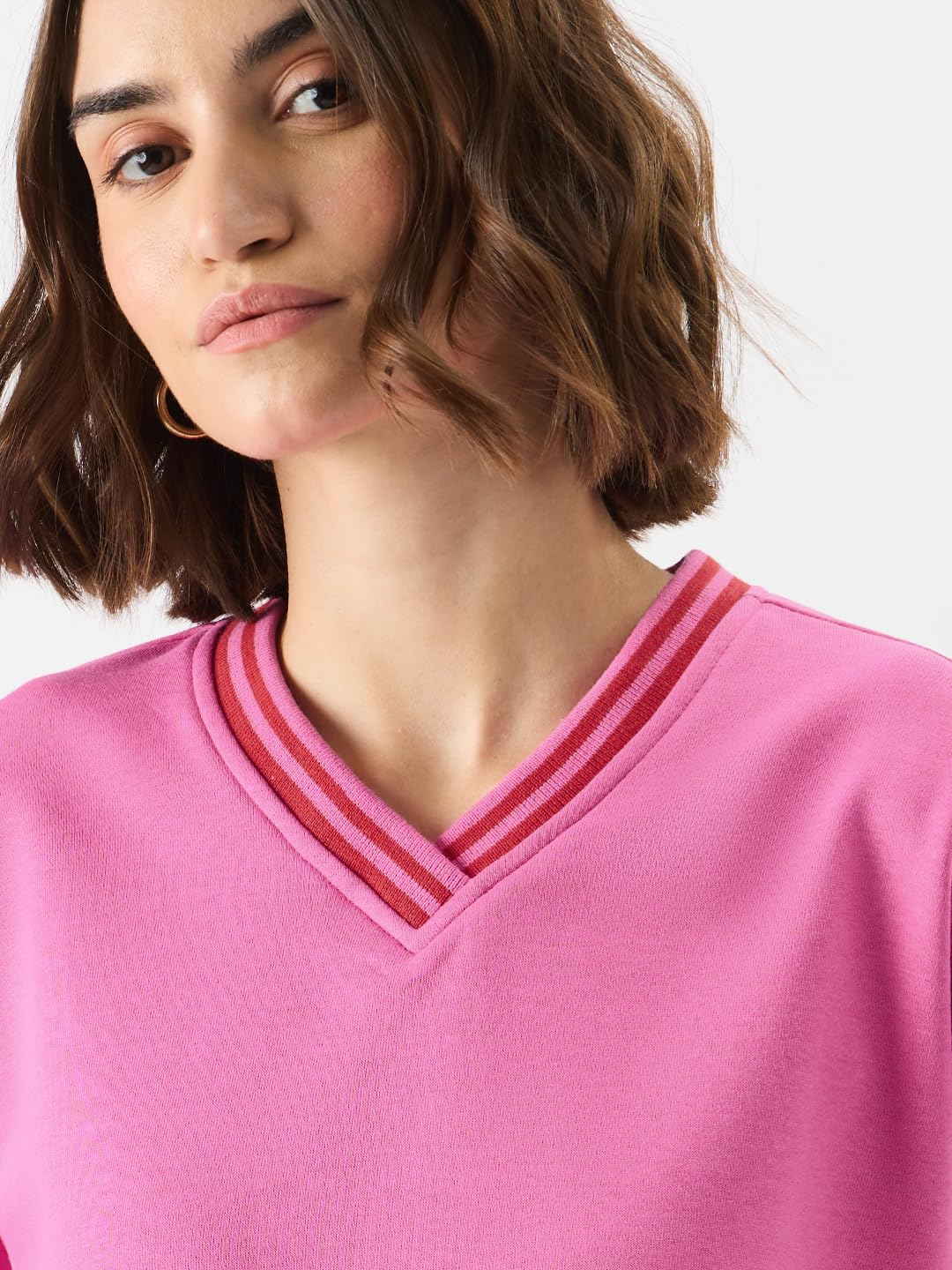 The Souled Store Official Solids: Pink Carnation Women Oversized Sweatshirts