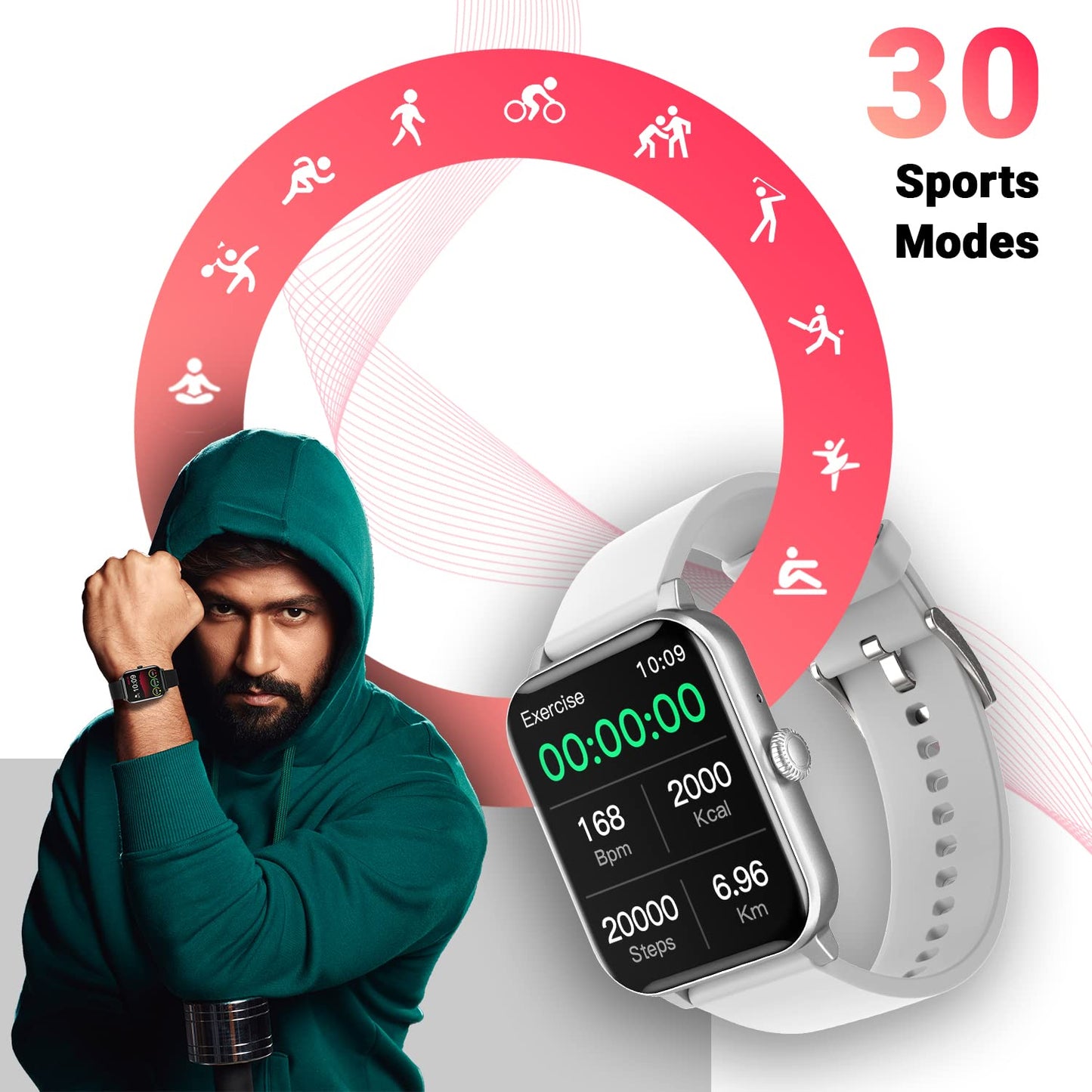 (Refurbished) Fire-Boltt Ninja Calling 1.69" Full Touch Bluetooth Calling Smartwatch with 30 Sports Mode, SpO2, Heart Rate Monitoring & AI Voice Assistant (Silver)