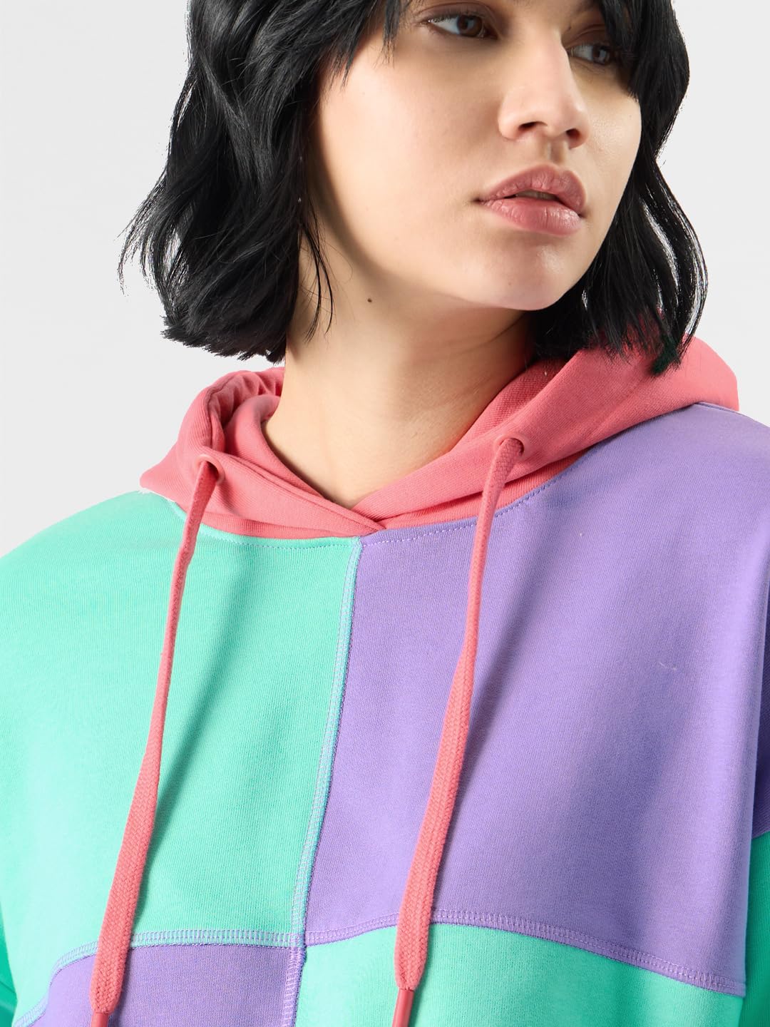 The Souled Store Orchid Sorbet Hoodie Women Cropped Oversized Hoodies Multicolour