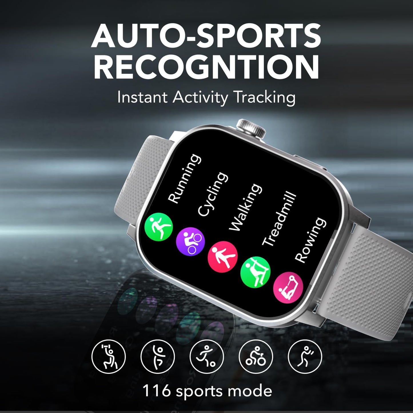 Cultsport Newly Launched Ace X 1.96" AMOLED Smartwatch(Grey Silicone)