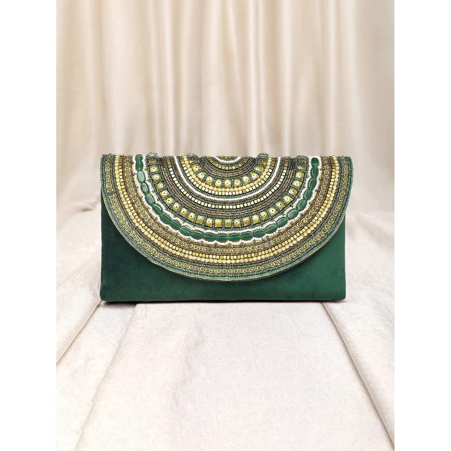 Peora Green Clutch Purses for Women Handmade Evening Handbag Stylish Bridal Fashion Clutch Bag for Girls