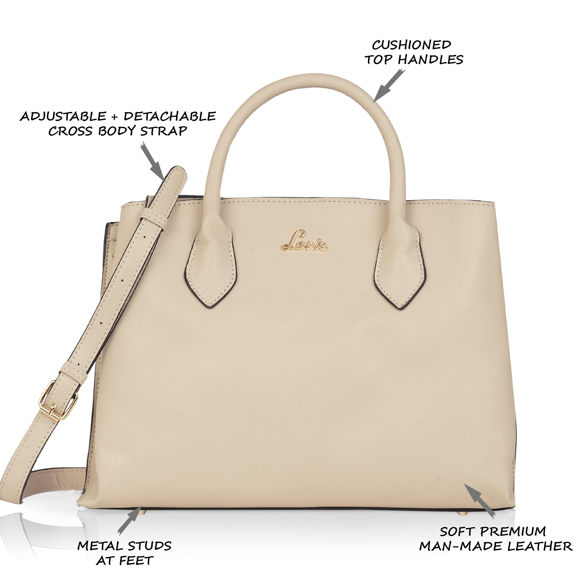 Buy Lavie Women's Yalta Large Satchel Bag Beige Ladies Purse Handbag at  Amazon.in