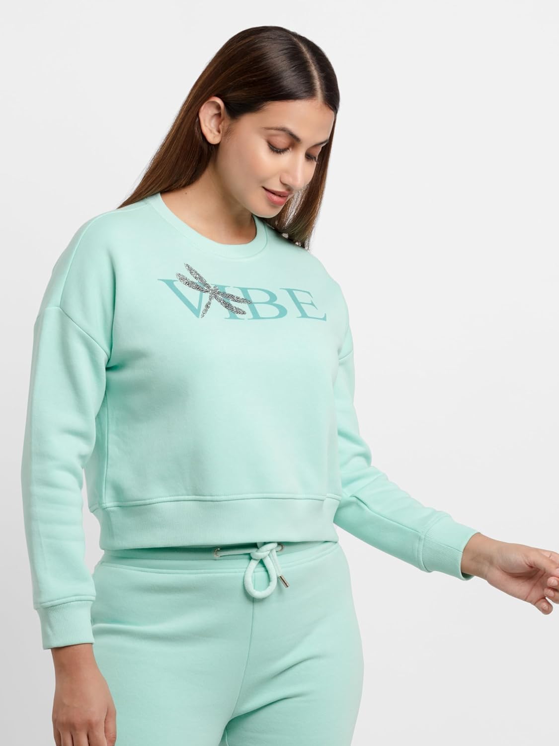 Status Quo Womens Printed Round Neck Sweatshirt SEA Green