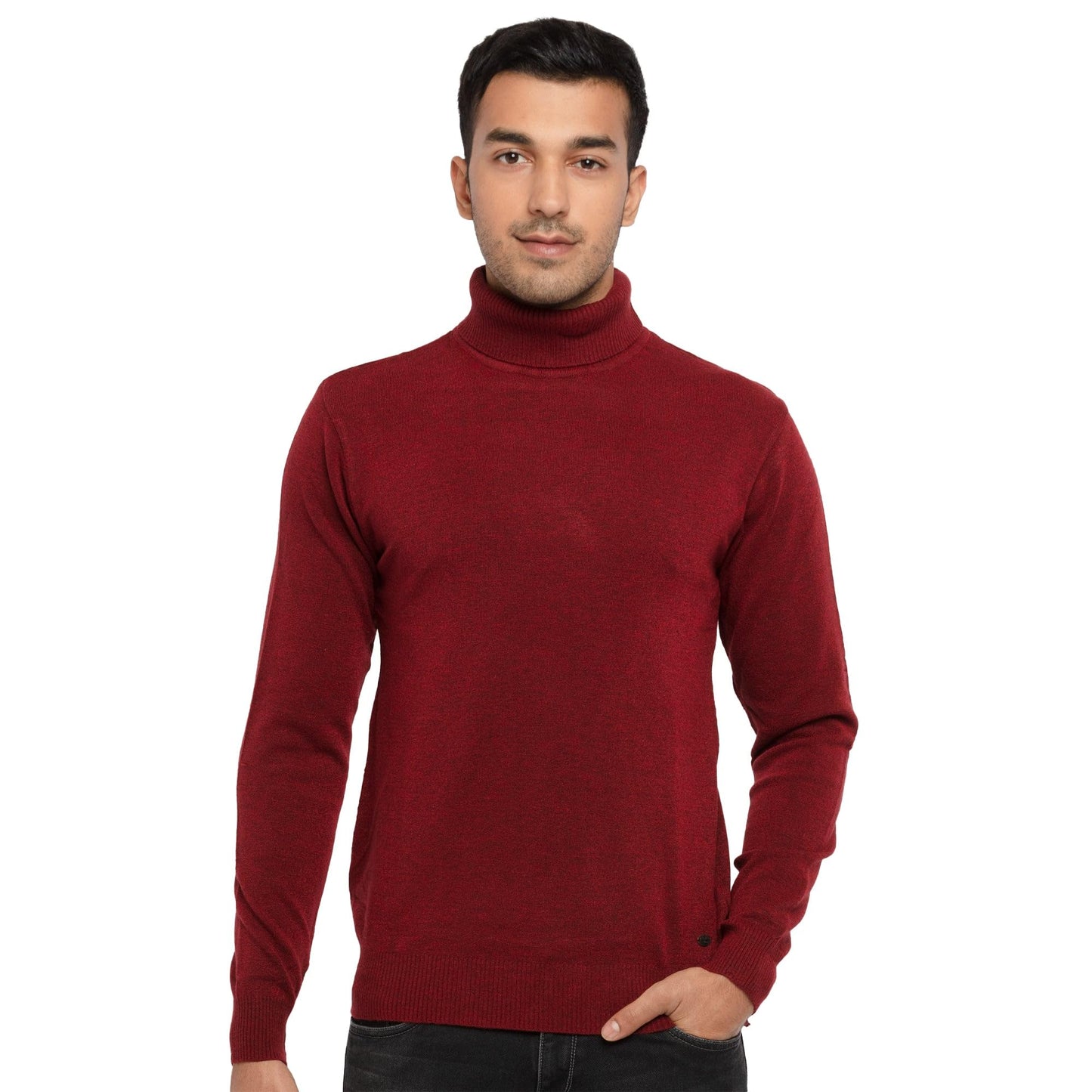 Mens Solid High Neck Sweater