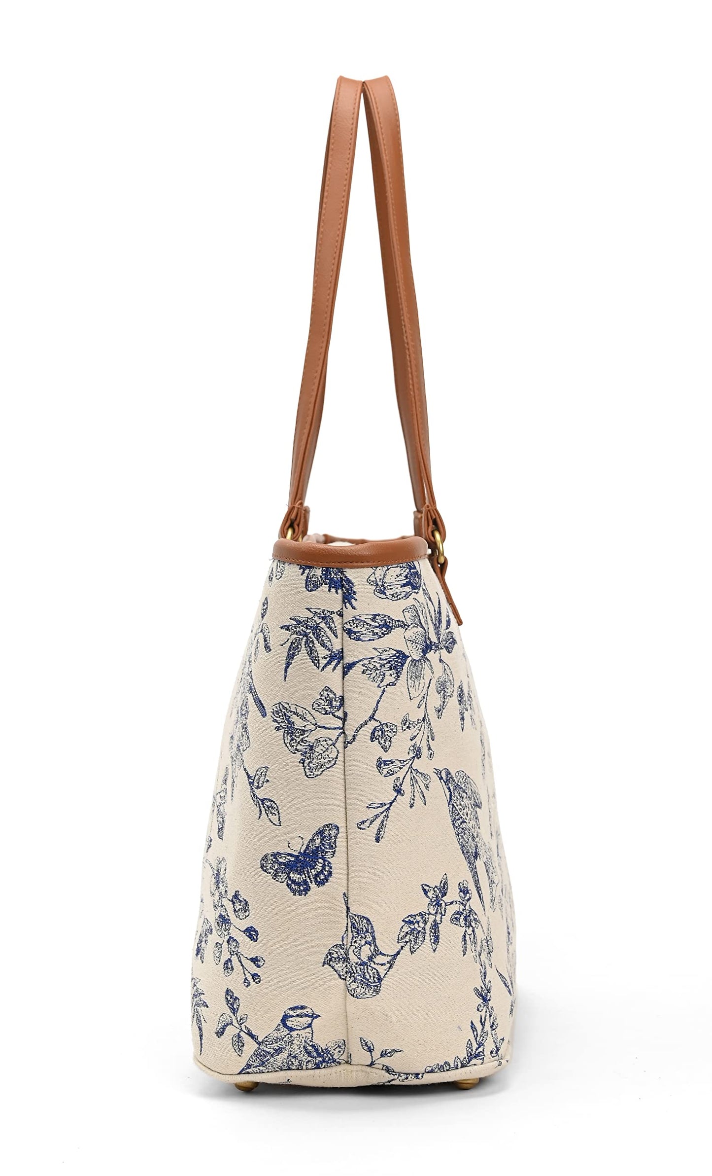 Boho Girl Toile Floral Tote Bag for Women/Girl ll Handbags with Double Handle ll Printed Totes for Women ll Ladies Purse Handbag ll College Bag for Girls (Blue)