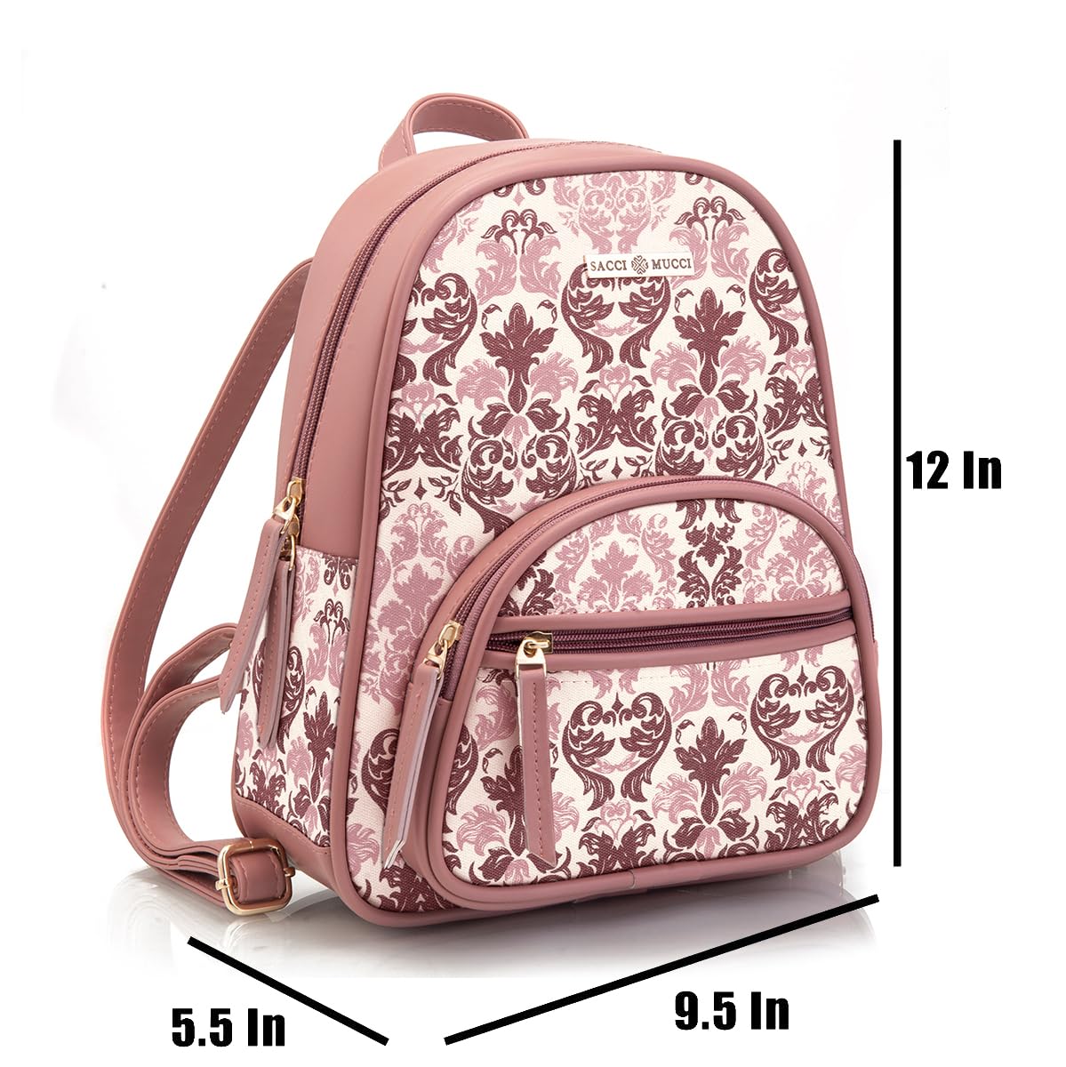 SACCI MUCCI Backpacks for girls latest | hand bag for women Trendy | college bags for girls Mini Small Women Backpacks Womens Kids Girls - Damask (Pink)