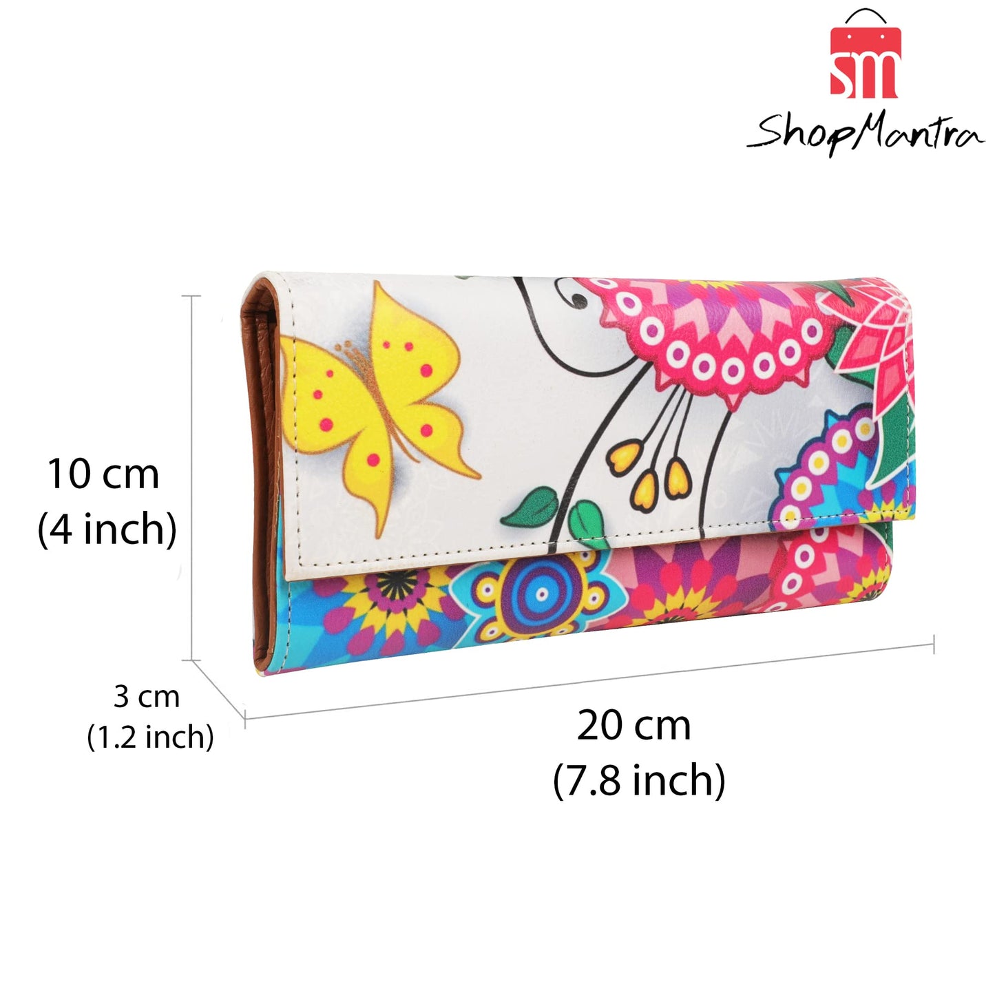 ShopMantra Wallet for Women's | Women's Wallet | Clutch | Vegan Leather | Holds Upto 11 Cards 1 ID Slot | 2 Notes and 1 Coin Compartment | Magnetic Closure | Multicolor